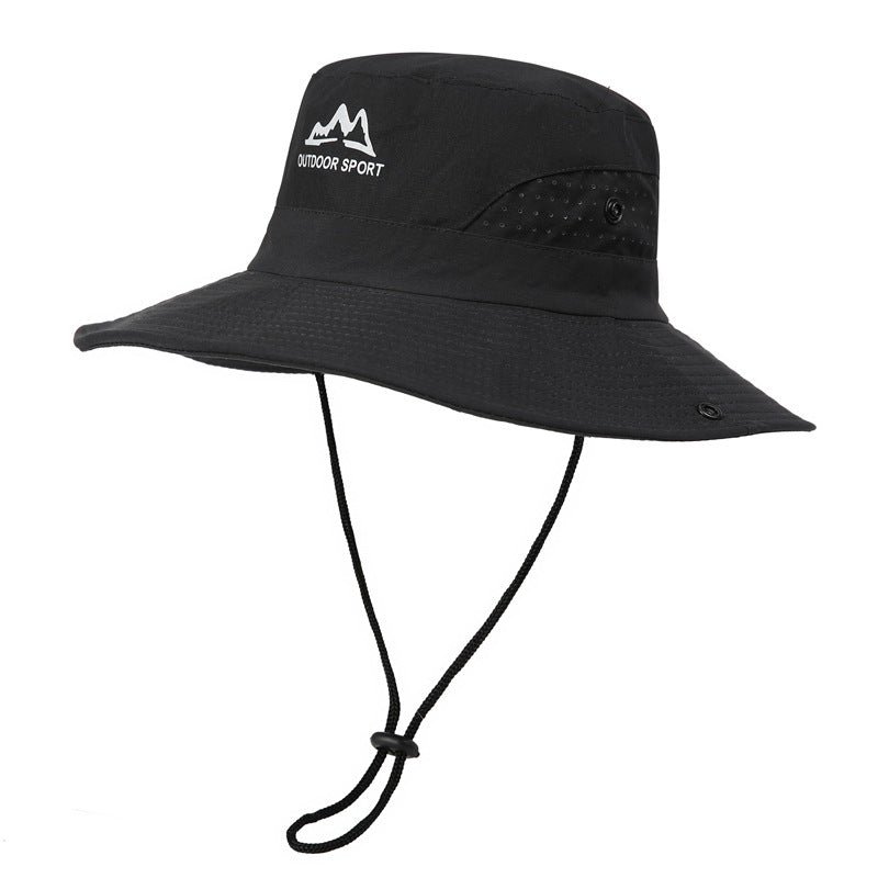 Wide Brim Sun Hat Waterproof UV Protection Boonie Bucket Cap Mesh Breathable for Fishing Hiking Camping Outdoor Black