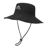 Wide Brim Sun Hat Waterproof UV Protection Boonie Bucket Cap Mesh Breathable for Fishing Hiking Camping Outdoor Black