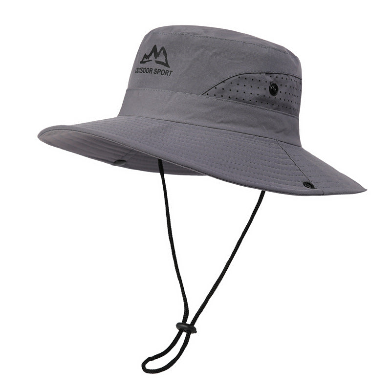 Wide Brim Sun Hat Waterproof UV Protection Boonie Bucket Cap Mesh Breathable for Fishing Hiking Camping Outdoor Dark Grey