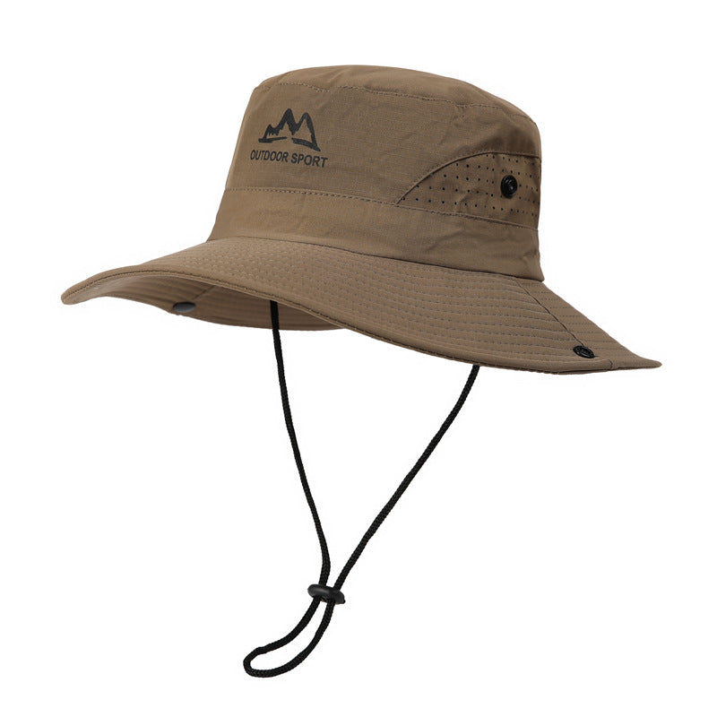 Wide Brim Sun Hat Waterproof UV Protection Boonie Bucket Cap Mesh Breathable for Fishing Hiking Camping Outdoor Coffee