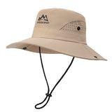 Wide Brim Sun Hat Waterproof UV Protection Boonie Bucket Cap Mesh Breathable for Fishing Hiking Camping Outdoor Khaki