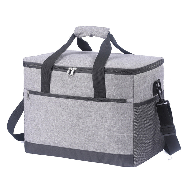 Large 30L Insulated Cooler Bag - Leakproof Thermal Lunch Tote with Shoulder Strap - Heavy Duty Grey Picnic Box for Beach, Camping & Work