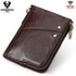 Genuine Leather Mens Wallet Double Zipper - RFID Blocking Bifold Card Holder with Coin Pocket - Coffee Gift for Him