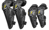 SULAITE CE Level 1 Certified 4 Piece Motorcycle Protective Gear Set Silver Knee Pads and Elbow Guards Long Shin Armour Quick Release for Motocross Dirt Bike