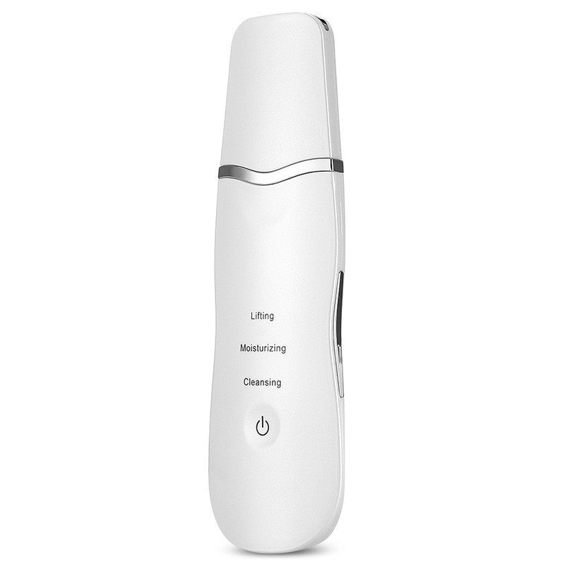 Ultrasonic Skin Scrubber Facial Spatula Blackhead Remover & Pore Cleaner with Ion EMS Lifting Mode Rechargeable Beauty Tool Ivory White