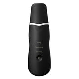 Ultrasonic Skin Scrubber Facial Spatula Blackhead Remover & Pore Cleaner with Ion EMS Lifting Mode Rechargeable Beauty Tool Black