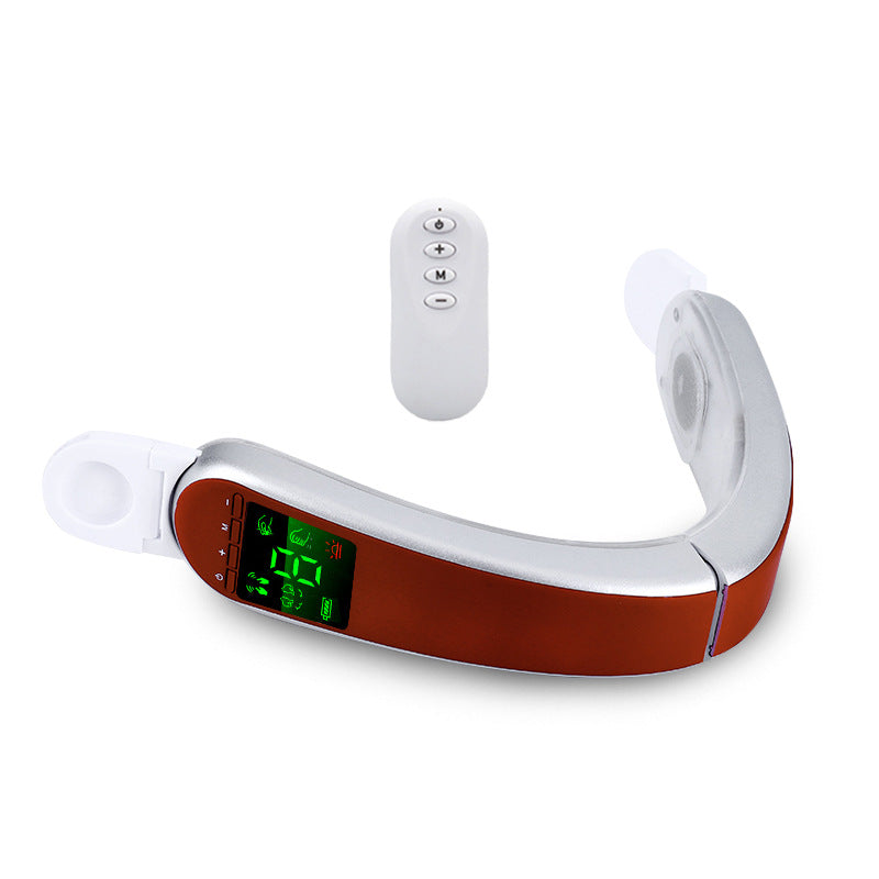 Electric EMS V-Face Shaping Massager Microcurrent Facial Lifting Device Double Chin Reducer with Remote Control & Heating Red