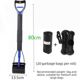 Super Long 80cm Foldable Pet Pooper Scooper Heavy Duty Dog Waste Picker No Bending Jaw Clamp with Dispenser & Bags Blue