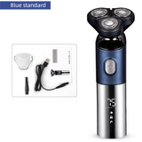 Electric Shaver for Men 3D Rotary Razor Wet and Dry Waterproof USB Rechargeable LED Display Travel Lock Gift Box Blue