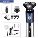 Electric Shaver for Men 3D Rotary Razor Wet and Dry Waterproof USB Rechargeable LED Display Travel Lock Gift Box Blue