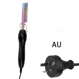 2-in-1 Electric Hot Comb Hair Straightener & Curler Titanium Alloy Heating Fast Heat Up Anti-Scald Pressing Comb with AU Plug Gradient Colour