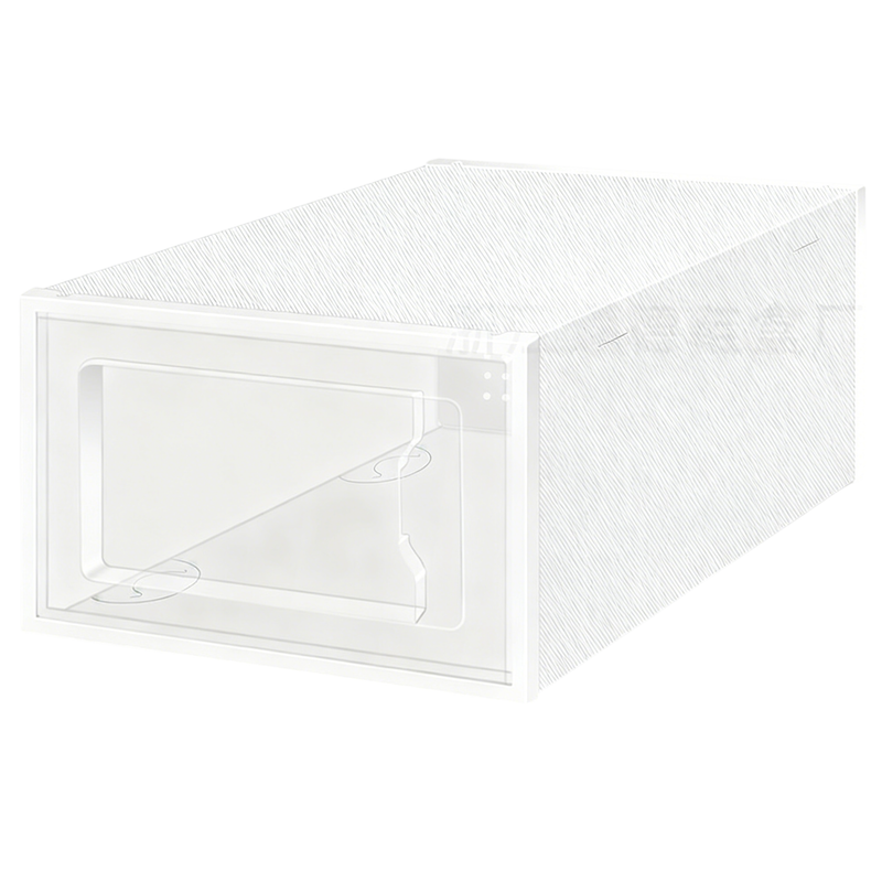 2-Pack White Clear Stackable Shoe Storage Organizer Boxes - Durable Plastic Sneaker Display and Closet Storage Containers with Magnetic Drop Front