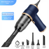 4-in1 Blue Wireless Compact Handheld Car Vacuum Cleaner & Air Duster  with 5 Nozzles/Brushes- 5300 Pa High Power Blower/Suction Tool for Auto, Home & Office