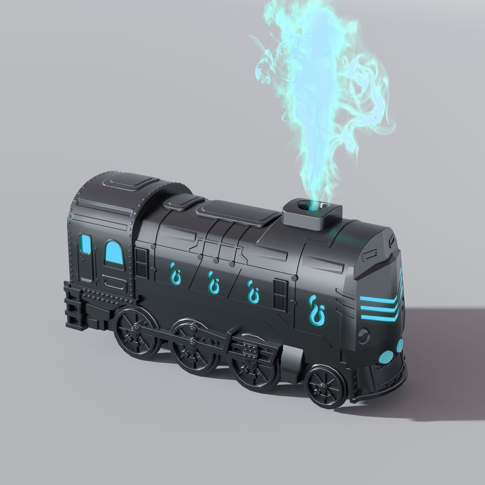 War-Armor Ultrasonic Train Humidifier & Aroma Diffuser - Large & Fine Mist Output, Water Shortage and Power-Off Protection with 7-Color LED & Mechanical Button and Remote Dual Control