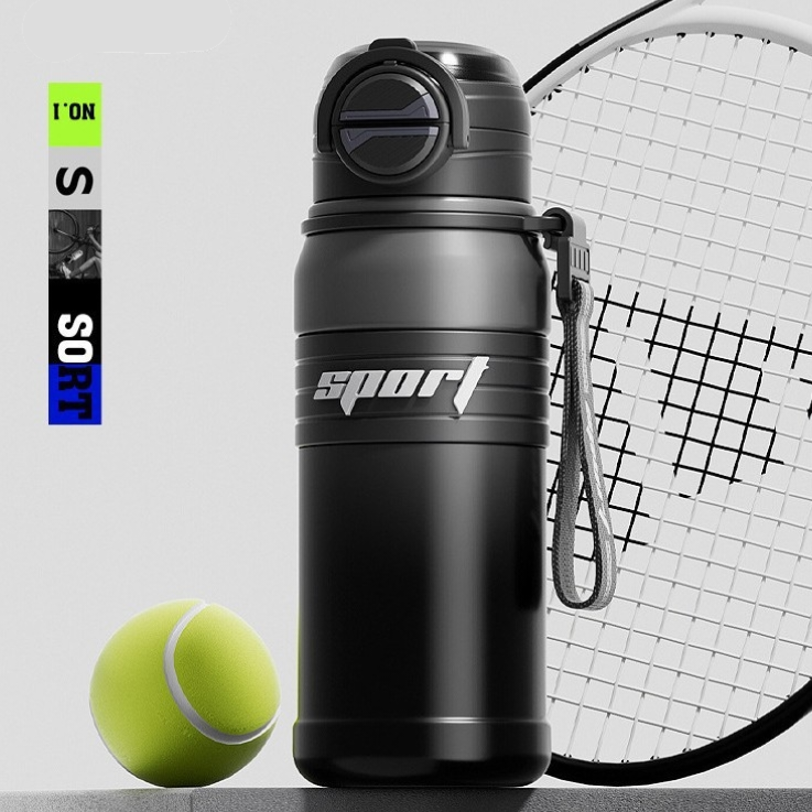 Black 680ml Large Capacity Sports Insulated Tumbler - 316 Stainless Steel Straw Water Bottle, Dual-Use Lid for Travel & Outdoors