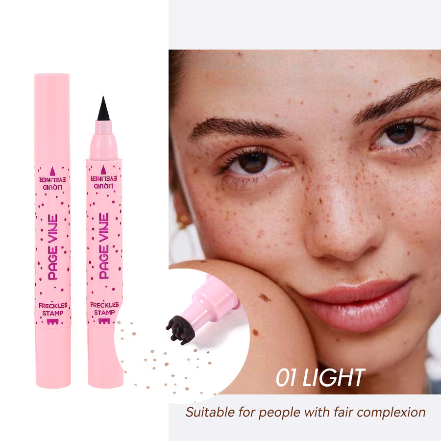 2-Pack #01 Light 2-in-1 Double-Headed Freckle Pen & Eyeliner - Natural & Long-Lasting, Easy Coloring for Sun-Kissed Look