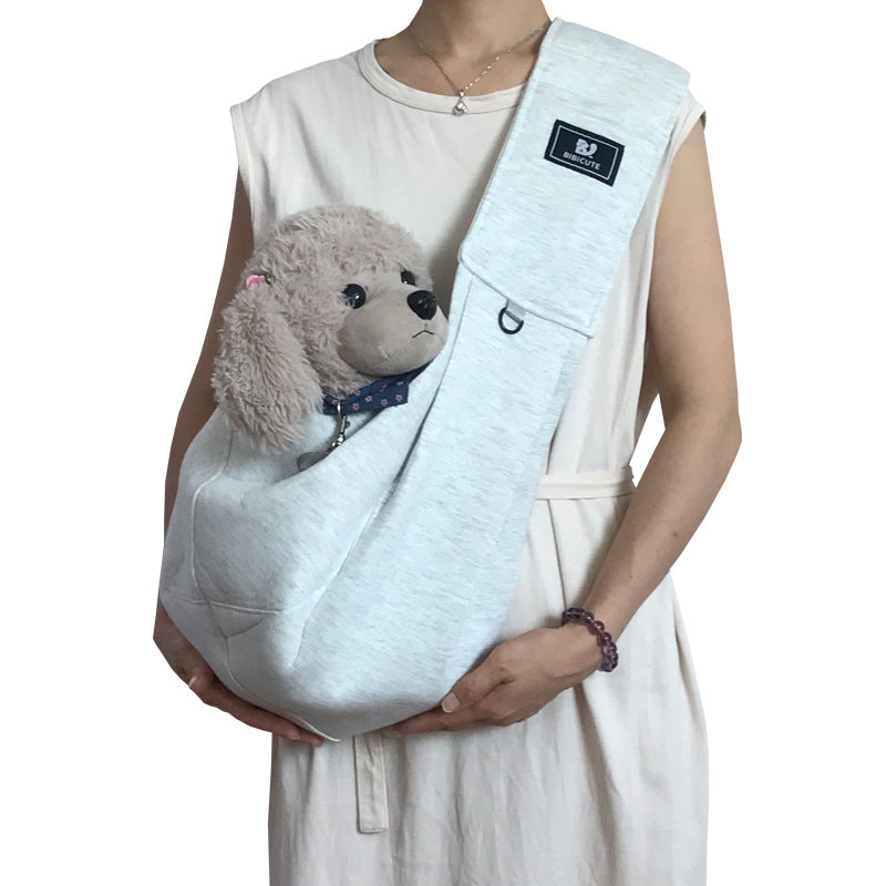 Light Grey Adjustable Pet Carrier Sling Bag - Comfortable Wide Shoulder Strap Crossbody Tote for Cats and Small Dogs (Up to 13 lbs)