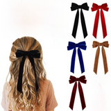 Luxury Velvet Bow Hair Clip Set (10 Pcs) - Simple Fashion Accessory for Princess Outfits and Party Decoration