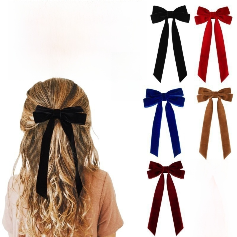 Luxury Velvet Bow Hair Clip Set (10 Pcs) - Simple Fashion Accessory for Princess Outfits and Party Decoration