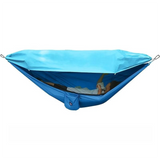290 x 140CM Professional Nylon Hammock with Integrated Mosquito Net & Sunshade - 2-Person  Anti-Rollover Camping Swing with Heavy-Duty Installation Kit (Blue)