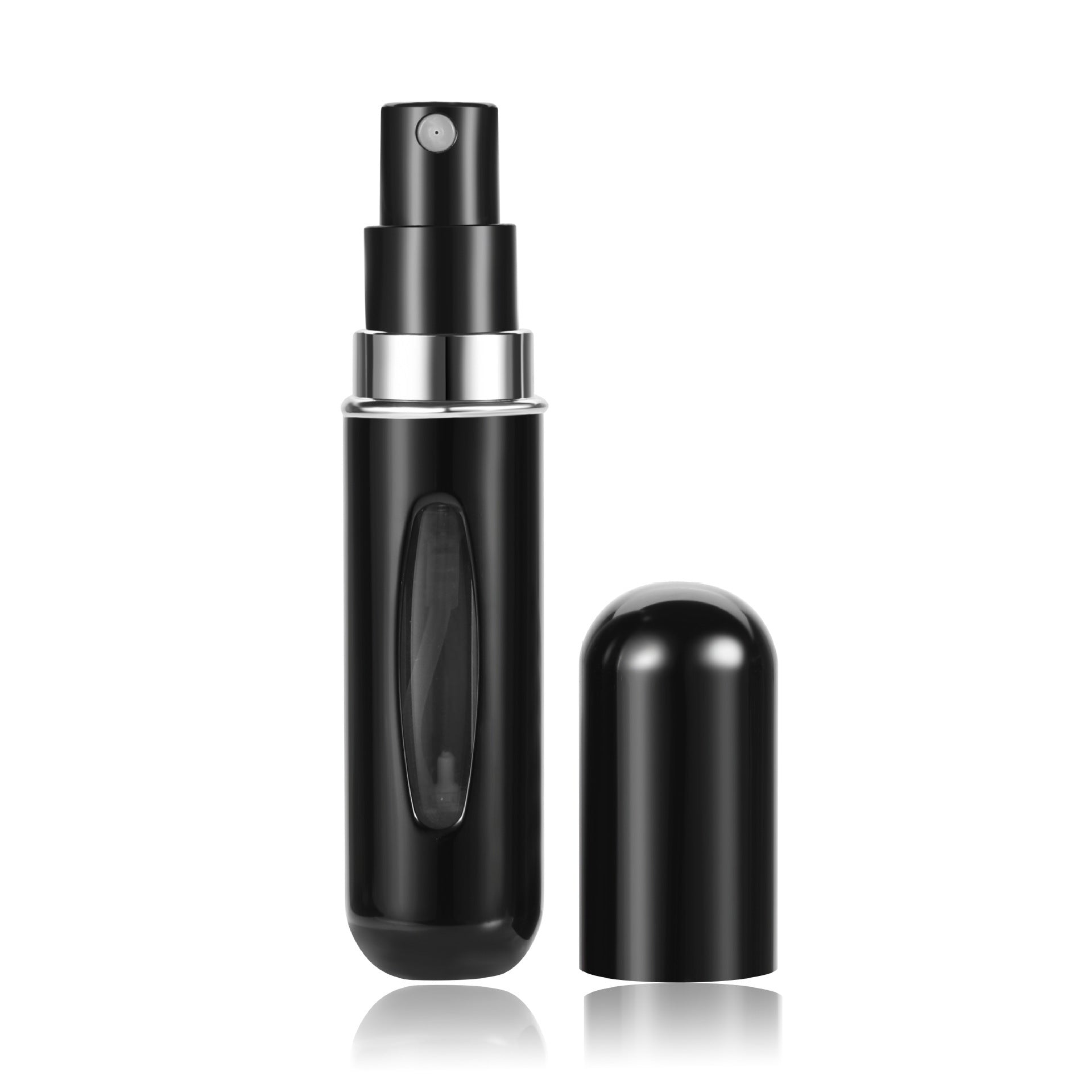 4PCS Black Portable Perfume Atomizer Bottle(5ML) - Refillable Travel Scent Pump Case, Leak-Proof Aluminum Spray Atomizer