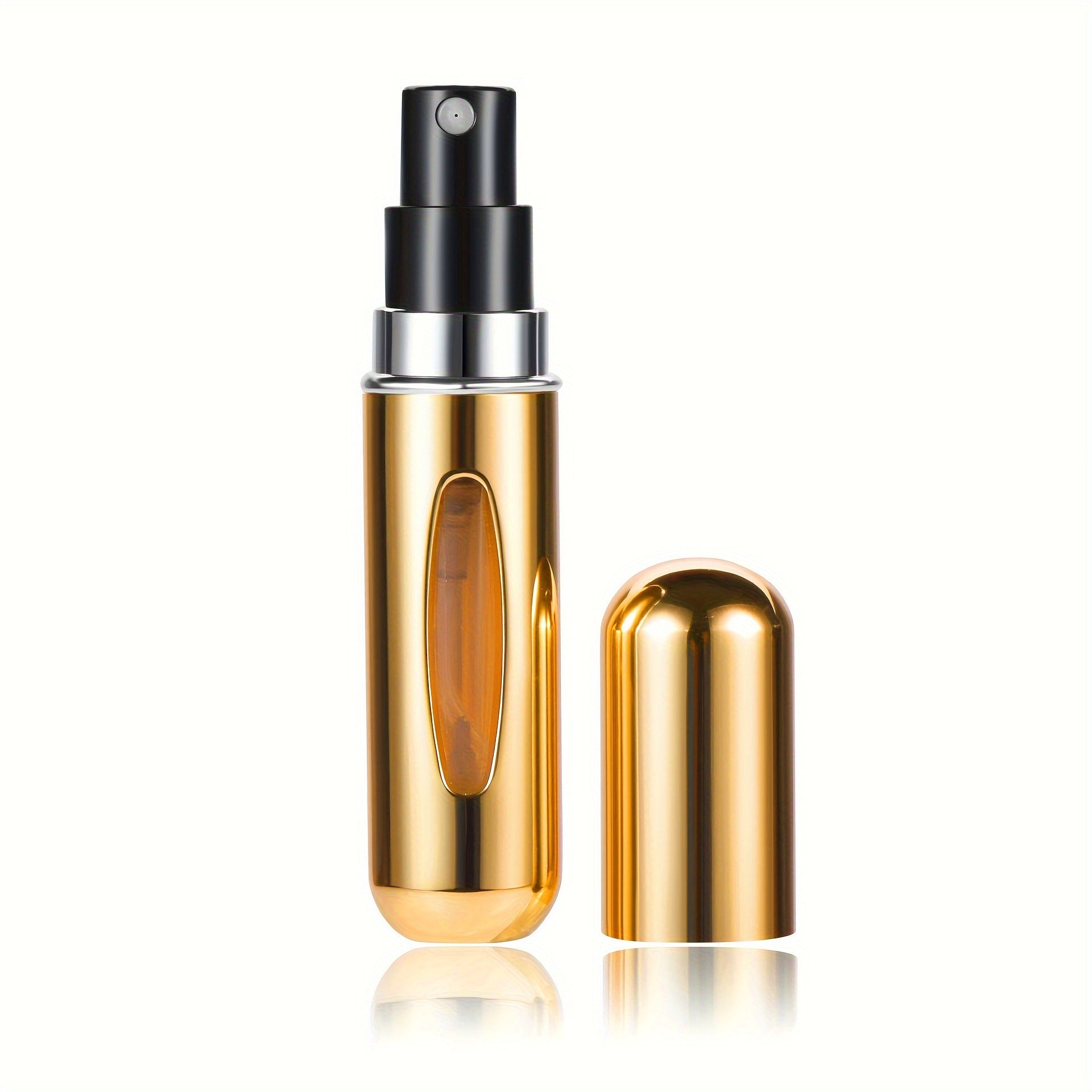 4PCS Gold Portable Perfume Atomizer Bottle(5ML) - Refillable Travel Scent Pump Case, Leak-Proof Aluminum Spray Atomizer