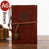 2-Pack A6 Nautical Vintage PU Leather Student Notebook - Pirate Style Strapped Diary with 150 Pages of Refillable Kraft Paper(Brown)