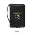Black RFID Blocking Travel Passport Holder - Multi-functional Waterproof PU Leather Security Travel Wallet with Zipper and Wristband
