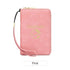 Pink RFID Blocking Travel Passport Holder - Multi-functional Waterproof PU Leather Security Travel Wallet with Zipper and Wristband