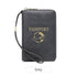 Grey RFID Blocking Travel Passport Holder - Multi-functional Waterproof PU Leather Security Travel Wallet with Zipper and Wristband