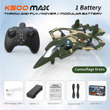 Camouflage Green 2.4G Remote Control Stunt Fighter Drone  - Manual Toss Launch, One-Key Operation for 360° Flip & Circular Flight, 3-Speed Adjustable Stable Quadcopter with Night Lights