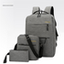 Grey 3-PCS Multi-Functional & Lightweight Backpacks Set for Students - Large Capacity Durable Travel Daypack with USB Charging Port, Fit in 14-Inch Laptop Bag