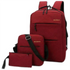 Red 3-PCS Multi-Functional & Lightweight Backpacks Set for Students - Large Capacity Durable Travel Daypack with USB Charging Port, Fit in 14-Inch Laptop Bag