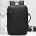Black Premium Business Expandable Travel Backpack with External USB Charging - 20-35L Large-Capacity & Waterproof Commuter Daypack