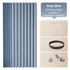 120 X 180 CM Gray Blue Linen-Look Dust Drill-Free Pull-Curtain - Folding Doorless Closet Divider with Magnetic Closure & Hanging Rings