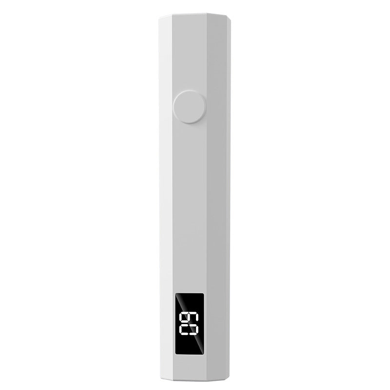White Mini Handheld LED/UV Manicure Light with Digital Display - Portable One-Finger Curing Pen