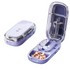Purple Portable Mini Pill Organizer with 1/2 & 1/4 Precision Cutter - 3-Compartment Daily Travel Medicine Case with Rolling Knob Lock