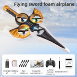 L36 Remote Control Flying Stunt Sword with 360° Flip & One-Key Takeoff - Fully Guarded Propellers and LED Night Lights for Safety & 4-Turbofan High Power Motor (2 Battery Included)