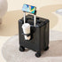 Black 16 Inch Lightweight Carry-on Luggage for heights over 1.6m - Underseat & Overhead Cabin Hardside Suitcase with Cup Holder & Phone Stand