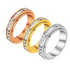 3-Piece Anxiety Spinner Meditation Bands Set - Full Zircon Inlaid Stainless Steel Rings for Stress Relief - US Size 9