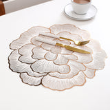 4-Pack Rose-Gold Luxury Bronzing Floral Heat-Insulated Placemats - Peony Style Anti-Slip & Waterproof PVC Table Mats(38x38CM)