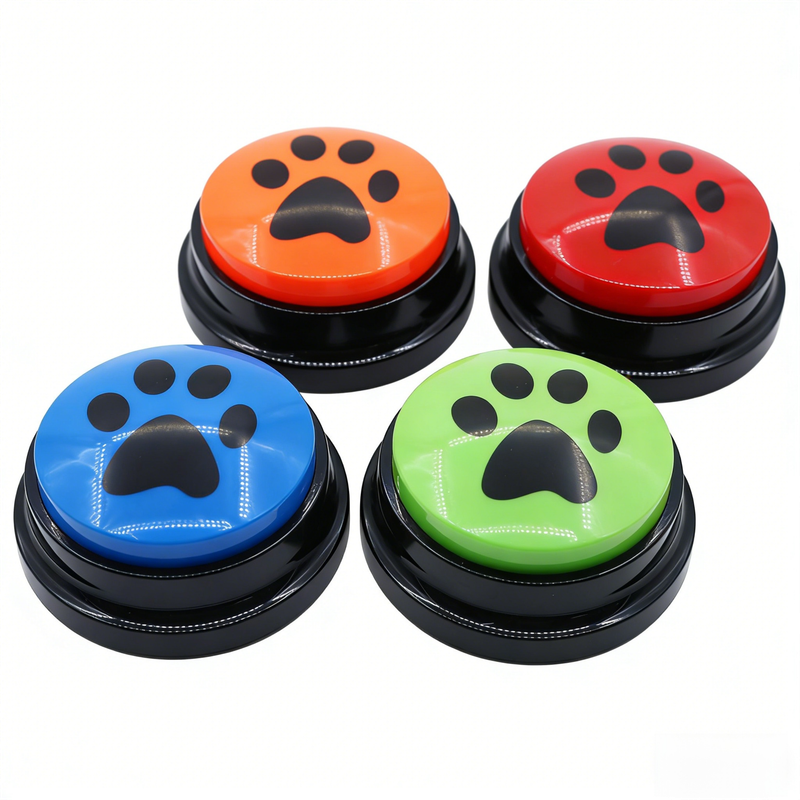 4-Pack Durable Dog-Talking Buttons & Recordable Voice Boxes - Interactive Vibrant Colors Speech Training Toy