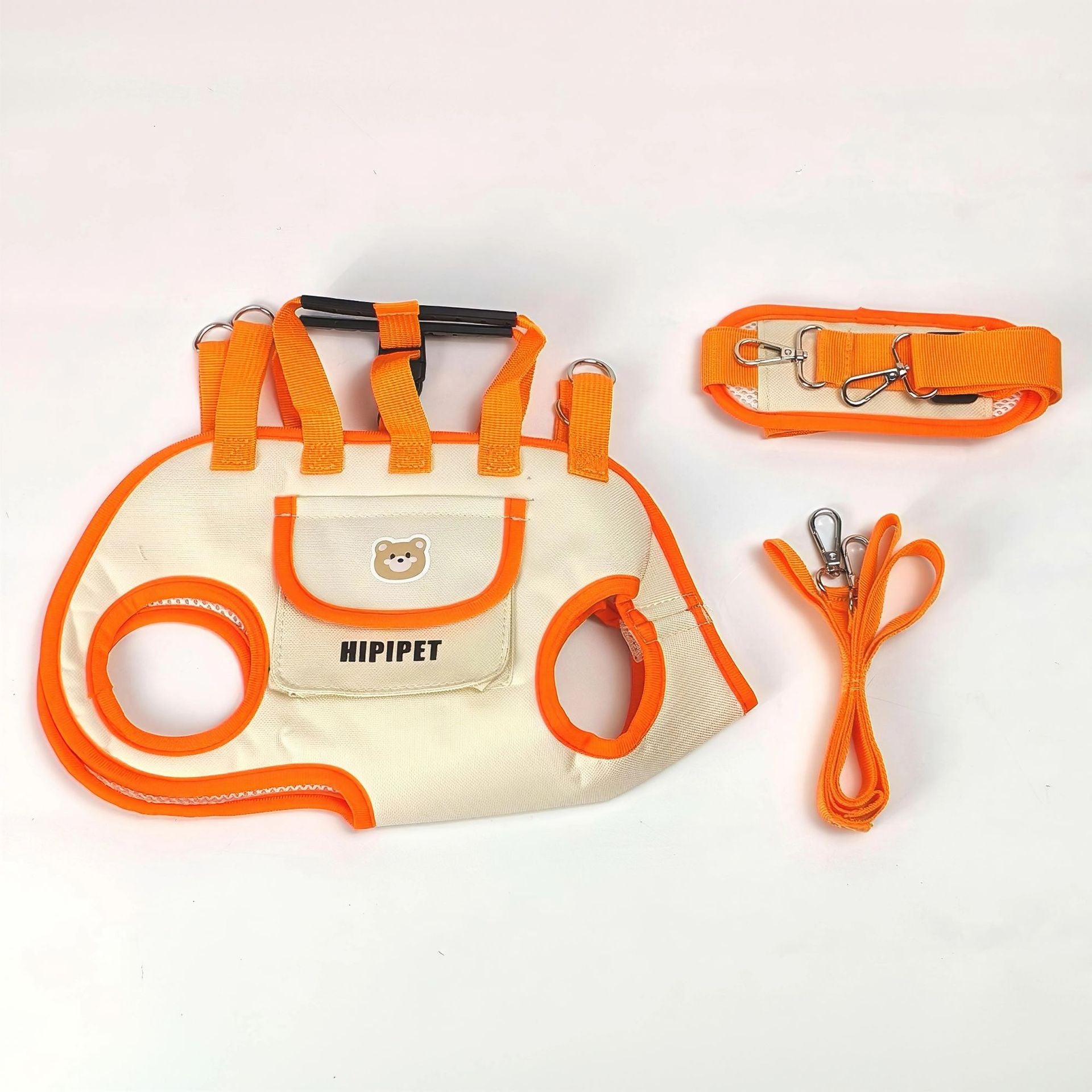 Orange 4-in-1 Multi-Functional Pet Carrier Bag with Detachable Strap & 1.5M Traction Rope - Lightweight Breathable Travel Sling for Cats & Dogs - Sizes S(Up to 4kg)