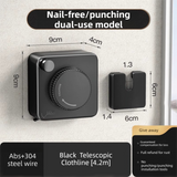 Black 4.2M Heavy Duty Invisible Retractable Clothesline - Rustproof & Drill-Free Laundry Hanger with 20kg Load Capacity