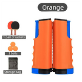 Orange Portable Table Tennis Set with 2 Paddles, 3 Balls and Carry Bag - 165cm Retractable Ping Pong Net & Post - Indoor/Outdoor Professional Training Kit