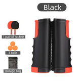 Black Portable Table Tennis Set with 2 Paddles, 3 Balls and Carry Bag - 165cm Retractable Ping Pong Net & Post - Indoor/Outdoor Professional Training Kit