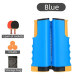 Blue Portable Table Tennis Set with 2 Paddles, 3 Balls and Carry Bag - 165cm Retractable Ping Pong Net & Post - Indoor/Outdoor Professional Training Kit