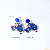 Wooden Australia Map Silhouette Earrings - Lightweight Geometric Ear Drops, Cultural Decor Gift(Style 1)