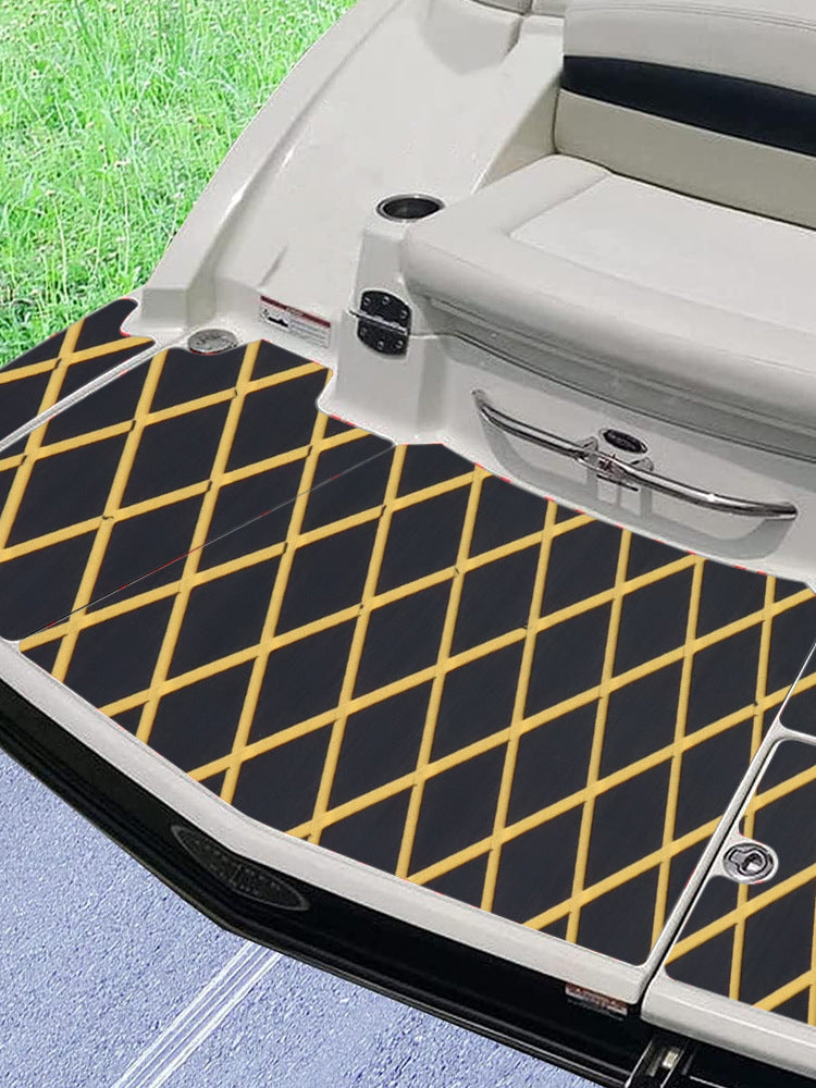 UV Resistant & Waterproof EVA Foam Boat Decking Mat(2400x450x6MM) - Black & Yellow Diamond Marine Grade Non-Slip Flooring with 3M Self-Adhesive