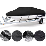 Black Heavy-Duty V-Hull Shield for 14 to 16 FT Yachts - All-Weather Water / Dust / UV Resistant 190T Silver Coated  Marine Protector